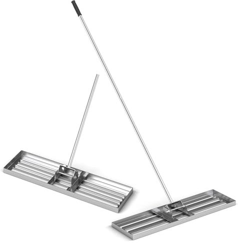 TANGZON 30/36/42” x 10” Lawn Leveling Rake, Heavy Duty Metal Lawn Leveler with 77” Ergonomic Long Handle, Lawn Level Tool Landscape Rake for Garden Courtyard Grass Golf Course(36 x 10, Silver)