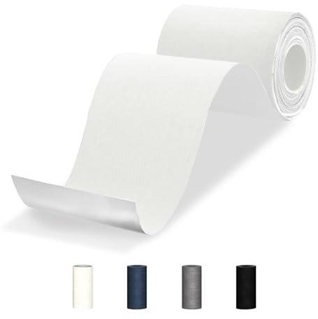 Nokwocy Flicken Selbstklebend Stoff, 10 x 200 cm Leinenstoff Stoff Selbstklebend, Reparaturflicken Textilklebeband für Sofa, Möbel, Autositze, Bürostuhl, Zelt, Vorhang (Weiß)