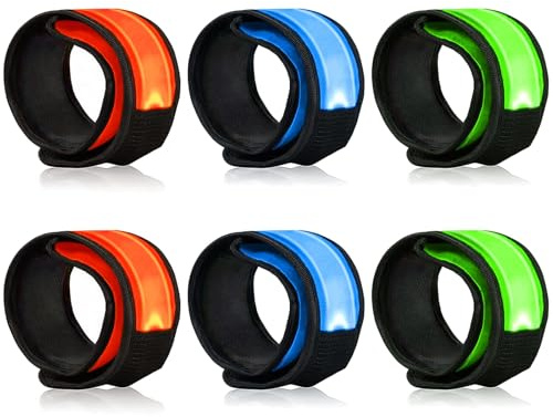 LOBKIN Confezione da 6 Braccialetti Luminosi a LED,Braccialetti di Sicurezza Notturni,Bracciale Luminoso per Bambini, Cintura Riflettente,Luce da Corsa a LED per Ciclismo,Corsa,Concerti,Campeggio