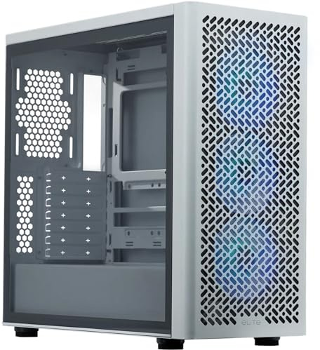 Cooler Master Elite 502 Boîtier d'ordinateur avec 3 Ventilateurs Argb préinstallés Compatible avec Carte mère ATX jusqu'à 410 mm Connecteur de Type C Blanc