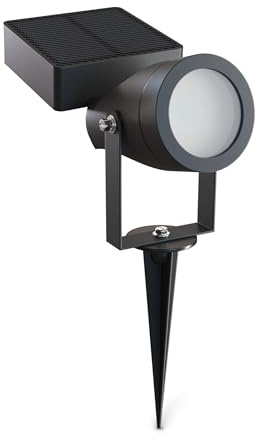 CALEX LED Solar Gartenspot Cesena, mit Erdspieß, Warmweißes Licht, Wasserdicht, Wiederaufladbar über Solarenergie & USB‑C, Schwarz