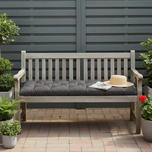 Ventouse Bankauflage Outdoor für Gartenbank Hollywoodschaukel: 150x50x8cm Wasserdicht Sitzkissen Bank mit Rutschfesten Gartensofakissen für Indoor & Outdoor Patio (Dunkelgrau, 150x50x8cm)