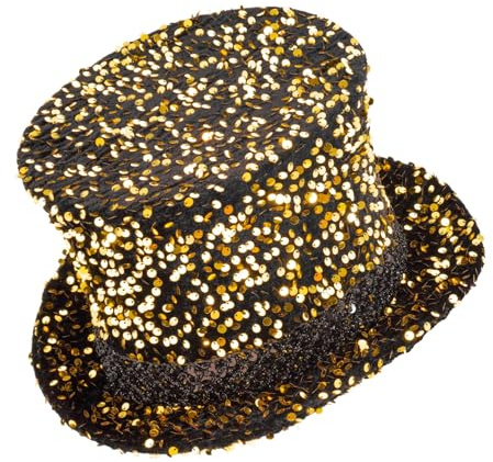 TrendandStylez Glitzer Zylinder mit Pailletten für Damen & Herren – Hoher Hut in Gold oder Silber für Karneval, Showmaster & 20er Jahre Party, das perfekte Accessoire für dein Kostüm