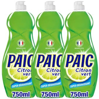 PAIC - Liquide Vaisselle Paic Citron Vert Super Dégraissant - Nettoie - Dégraisse - Élimine les mauvaises odeurs - Lot de 3 x 750 ML