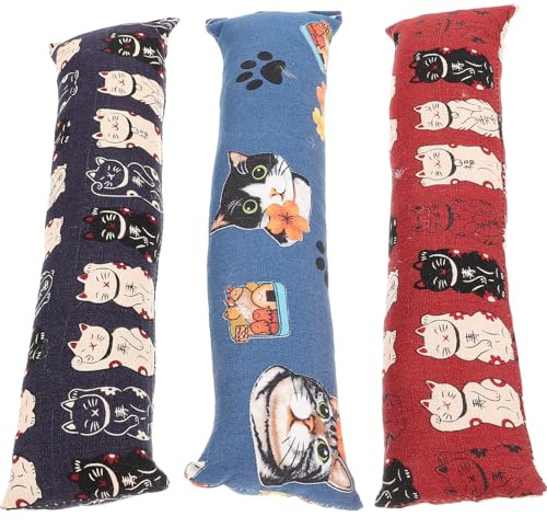 NUOBESTY 3pcs Catnip for Cats Kitten Chew Pillow Made of Cotton Fabric to Grind Teeth and Interactive Indoor Cat for Play and Teething