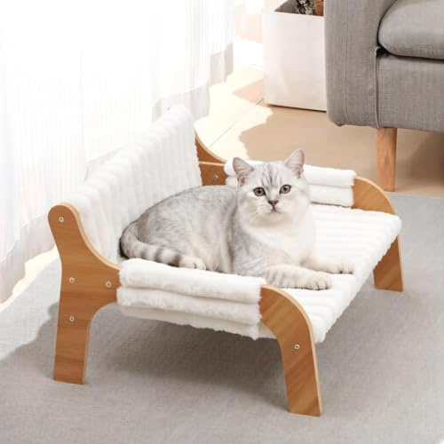 EYFBNX Raised Wooden Cat Sofa Bed, Two Cushions Included