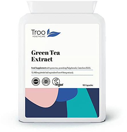 Troo Health Care Green Tea Extract Supplement (12,480mg) - 90 Capsules - Providing Polyphenols, Catechins and EGCG - UK Manufactured to GMP Standards