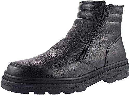 Roamers CALLUM Mens Twin Zip Leather Warm Ankle Boots Black