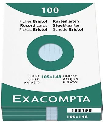 EXACOMPTA Karteikarten, DIN A6, liniert, azurblau