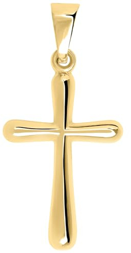 My Gold Damen Mädchen Anhänger Kreuz Gold 375/750 (Ohne Kette) Echtes Gelbgold (9/18 Karat) 27mm x 13mm Goldkreuz Estelle