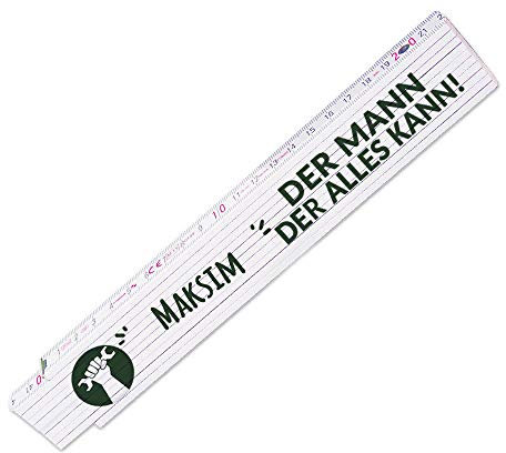 Zollstock mit Namen Maksim und schönem Motiv - Der Mann der alles kann - für Männer | Metermaß | Glieder-Maßstab mit Namen bedruckt | Viele Namen zur Auswahl