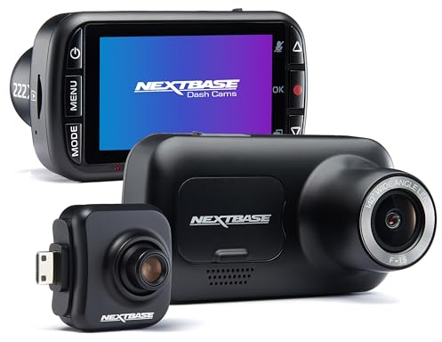 Nextbase 222x Front and Rear Dash Cam Full 1080p/30fps HD Recording in Car DVR Cam - 140° 6 lane Wide Viewing– Intelligent Parking Mode- Polarising Filter Compatible- G-Sensor Motion Detection- Hidden