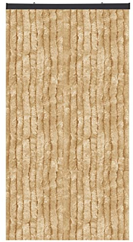 Arsvita Flauschvorhang 80x200 cm in Unistreifen beige, Perfekter Insekten- und Sichtschutz für Ihre Balkon- und Terrassentür, viele Farben