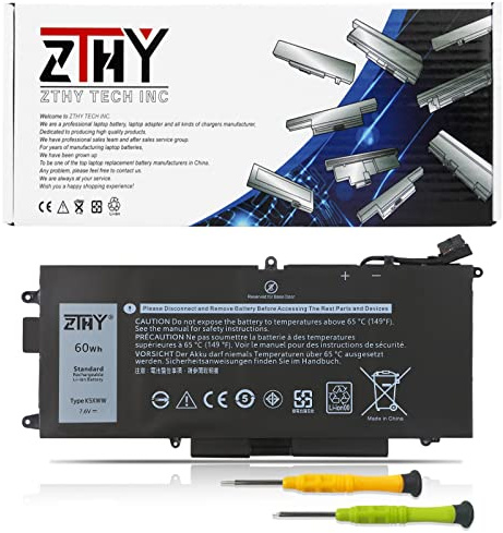 ZTHY 60Wh K5XWW 71TG4 Laptop Akku Ersatz für Dell Latitude 7389 | Latitude 7390 Latitude 12 5000 5289 2-in-1 L3180 E5289 P29S001 P29S002 Series 451-BBZC 6CYH6 725KY N18GG CFX97 7.6V 4-Cell
