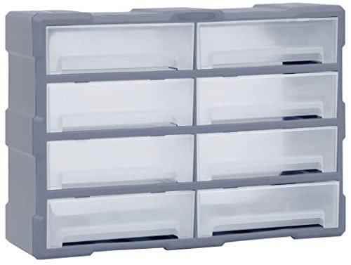 vidaXL Organizador Multicajones con 8 Cajones Grandes Taller Herramientas Armario Pared Caja de Manualidades Artesanía Costura Clavos 52x16x37 cm