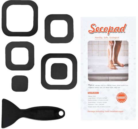 Secopad Non-Slip Bathtub Stickers, 72 PCS Safety Bathroom Tubs Showers Treads Adhesive Decals Scraper (Black)