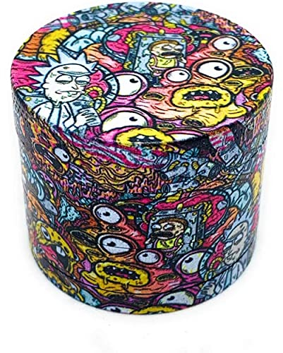 Grinder Rick e Morty 40 mm in 4 parti smerigliatrice spezie pesce globuloso in zinco trituratore di erbe essiccate con la sua piccola spatola per polline coperchio magnetico per una chiusura perfetta
