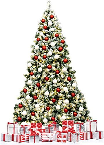 RELAX4LIFE Albero di Natale con 928 Punte e 250 Luci LED Bianco Caldo, Bella Decorazione Ideale per Casa, Negozio (230cm)