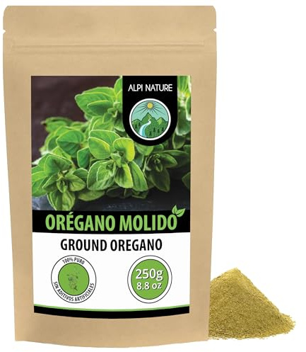 Oregano malt (250 g), oreganopulver, 100% naturligt och utan tillsatser, oregano pulver försiktigt torkat och malet