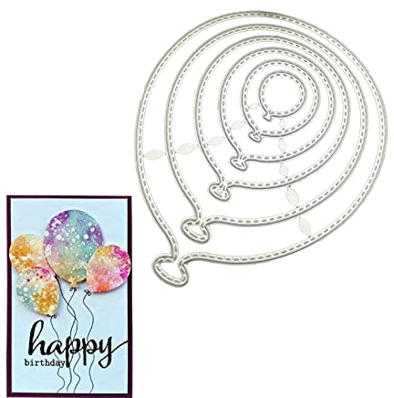 Vulevirtue 1stück Ballon Metall Prägeschablonen,Stanzschablone Metall Stanzformen,Für Diy Scrapbooking Album Bastel GrußKarte，10.6x8.9cm/4.17x3.50inch