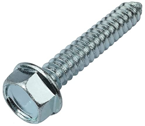 AERZETIX C58625 Tornillos Autorroscantes Ø6.3x38mm, 10 Unidades | Chapa metales, Base brida, Cabeza hexagonal 6 lados, DIN6928, Acero galvanizado, Color plata
