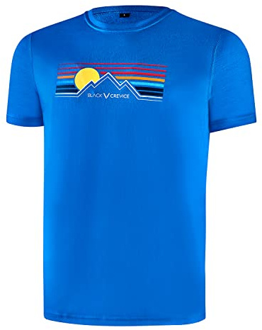 Black Crevice Merino T-shirt för män I högkvalitativ merinotröja I herr-t-shirt av 70% merinoull & 30% PES I temperaturreglerande t-shirt män I Mulesingfri skjorta för män, ljusblå, L