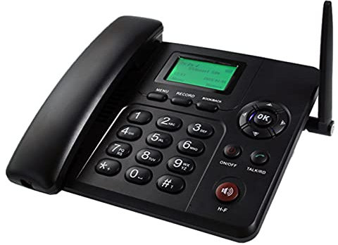 IBOWZ Téléphone Filaire Téléphone de Bureau Fixe sans Fil GSM quadribande sans Fil,avec Affichage de l'heure et de la Date de l'appelant,Double Carte SIM,Prise en Charge multilingue,pour Les télép