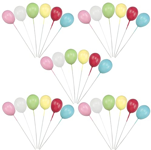 burkfeeg 30 Stück Kuchen Deko Kugeln, Bunte Luftballons Cake Topper Geburtstag Mini Cupcake Kucheneinsatz für Happy Birthday Baby Hochzeit Party Dekoration