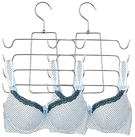 2 Stücke Kleiderbügel Metall, Multilayer Kleiderbügel, Kleiderbügel Platzsparend, Zusammenklappbar, für Tank Tops, Cami, BH, Badeanzug (Grau)