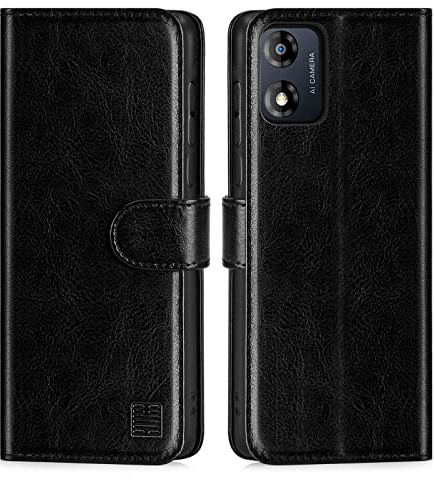 32nd Funda Tipo Libro de Piel Sintetica Flip para Motorola Moto E13, Carcasa con Bloqueo RFID Ranuras Tarjetas, Cartera, Cierre Magnetico y Soporte Integrado - Negro