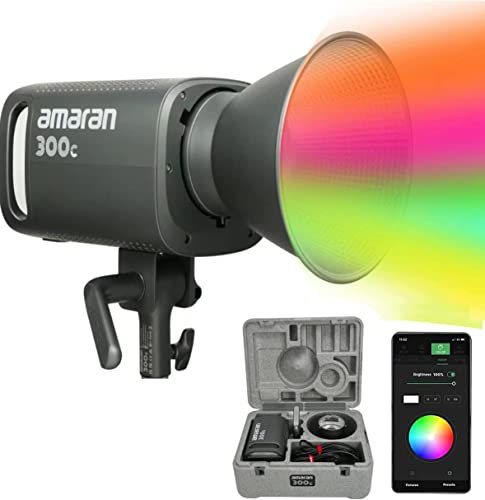 Aputure Amaran 300c RGBWW Luz de Video a Todo Color de 300W con luz LED de Fuente de Punto de Montaje Bowens y CCT de 2500K a 7500K con Ajuste gsm
