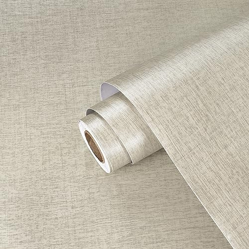 Yullpaper Beige Grau Tapete Selbstklebend Vintage 40cm X 800cm Wand Tapeten Wohnzimmer Retro Möbelfolie Selbstklebend Beige Grau Folie für Küchenschränke Webmuster Klebefolie Möbel