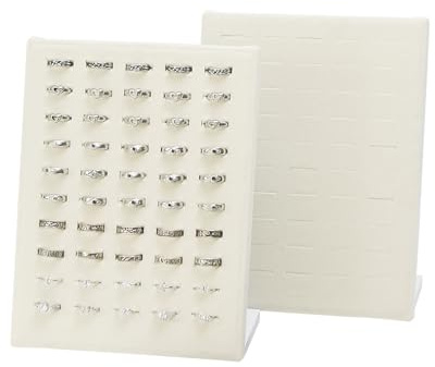 LongMen Ringhalter aus Samt, 50 Löcher, Ring-Organizer für Schmuck, Ringe, Ohrringe, Schmuckhalter (2, Beige)