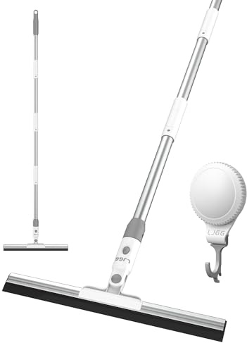 Floor Squeegee with 13.8 Silicone Blade and 52 Aluminum Handle, Water Squeegee Broom for Bathroom, Shower, Tile, Garage, Deck and Window Cleaning – LJGG (Gray/White)