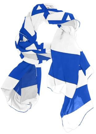 CHIFIGNO Langer Schal mit israelischer Flagge, blau und weiß, für Damen, Seidenähnlich, modisch, Strand-Sarong-Wrap, Blaue und weiße Israel-Flagge, 35.4 x 70.86 Inches