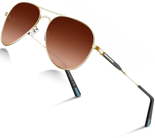DADA-PRO Gafas de Sol para Hombre Polarizadas para Mujer Piloto de Diseño Protección UV Espejadas Negras para Conducir Senderismo Correr(Marrón/No Espejado)