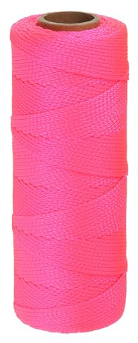 sourcing map Nylon-Maurerschnur 1,5 mm x 500 Fuß Fluoreszierendes Rosa | Gedrehte, geflochtene Schnur, Zum Angeln Gartenarbeiten Basteln