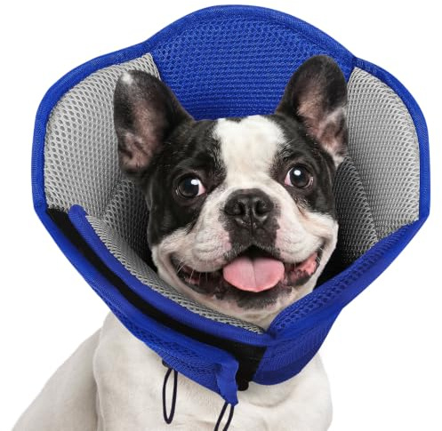 AOFITEE Halskrause Hund, Verstellbarer Weich Hundekragen Leckschutz Halskrause Hund Nach OP, Bequem Schutzkragen Hunde Atmungsaktiver Einstellbar Hundekragen Vorbeugung von Biss, Leckwunden (Blau,M)