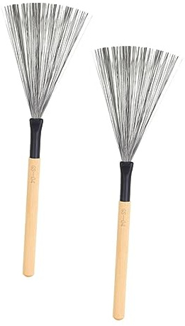 SHOWERORO 2stücke Teiliges Trommelbürsten Natürlichem Holzgriff Langlebige Stahldraht-bürsten Ausgewogene Federwirkung Für Sanften Schlagzeugsound Für Percussion Und Jazzmusik