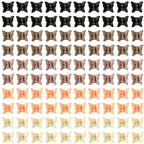 XIHIRCD 100 Stück Mini Schmetterling Haarspangen für Mädchen, Niedliche Kleine Schmetterlingskralle Clip 90er Jahre Kleine Kleinkind Haarschmuck für Baby Damen (5 Farben)