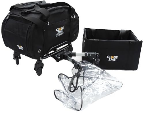CLOSE2ME PetRider Comfort Haustiertransporter mit Tragetasche (bis 10 kg), Lastenbox für Einkäufe (bis 25 kg) und Regenschutzbezug