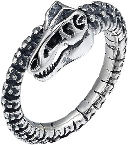 Zehenring Vintage Echt 925 Sterling Silber Dinosaurier Skelett Ring for Männer Frauen Offen und Verstellbar(59)