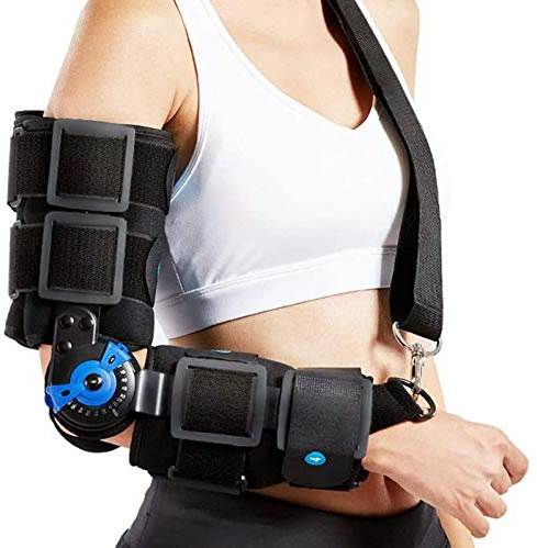 XDAWQP Hinged Elbow Brace Adjustable Elbow Orthosis Elbow Support Splint Fixator Orthosis Arm Supports Cuff Rehabilitation, For Elbow Contracture, Fracture,Left (Left One Size)