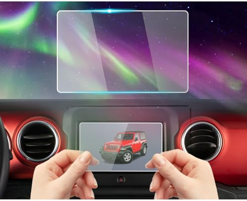 xjzshly Tempered Glass Screen Protector Foil Compatible with 2023-2018 Jeep Wrangler JL/2023-2020 Gladiator JT 7 Inch Dashboard Touchscreen Accessories Transparent Protective Film 9H Anti-Fingerprint