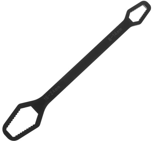 Hoement Universal Double-Ended Wrench 8-24mm Self-Tightening Multi-Function Tool for Glasses Repair Black