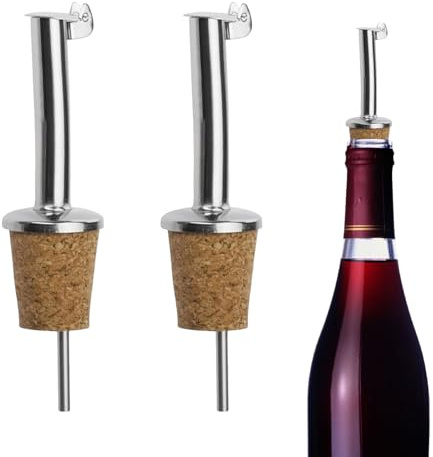 SOGHO 2 beccucci per bottiglie di olio di liquori, aceto in argento, antiscivolo, multiuso, riutilizzabile, per cucina, bar, ristorante