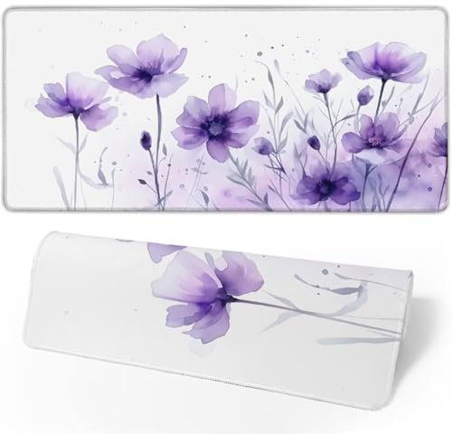 Gaming Mauspad Lila Mauspad Groß,Schreibtischunterlage Blume Mousepad XXL 900x500x3mm,Mouse Pad Rutschfest & Wasserdicht Verbessert Präzision und Geschwindigkeit,Gaming-Mauspads für PC,Geschenk JC-884