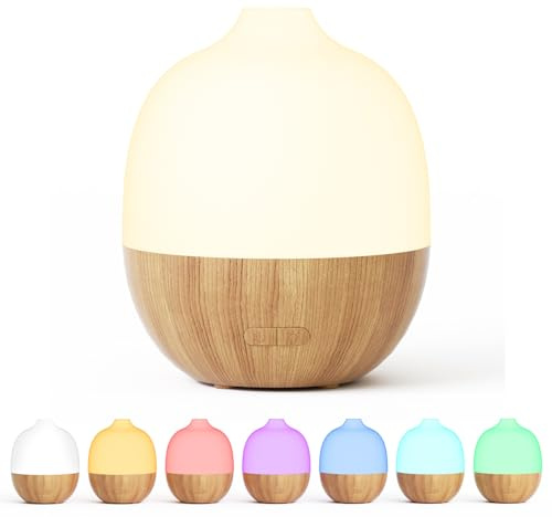 SALUBRITO Essential Oil Diffuser, 300ml Large Aromatherapy Diffuser, Ultrasonic Diffusers for Essential Oils, Cool Mist Humidifier with Warm & 7 Color Light, Auto Shut-Off, for Office & Home