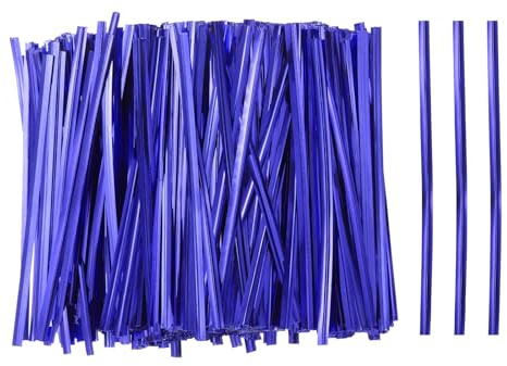 QUARKZMAN 800pcs Bolsas Twist Ties 4 Reutilizables Plástico Metálico Twist Ties Alambre Lazos para Fiesta Pan Dulces Pastel, Azul
