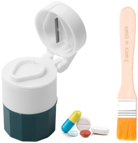 Tglia Pillole per Pillole Multiple con Spazzola, Spezza Pastiglie, Taglia Pastiglie, Taglia Compresse per Pillole Piccole e Pillole Grandi, per Viaggi